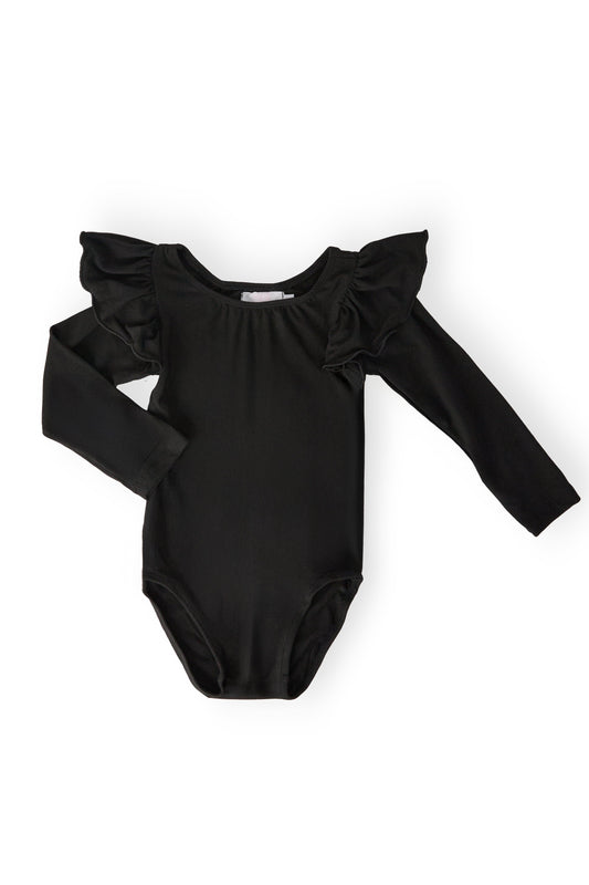 Black L/S Flutter Sleeve Leotard