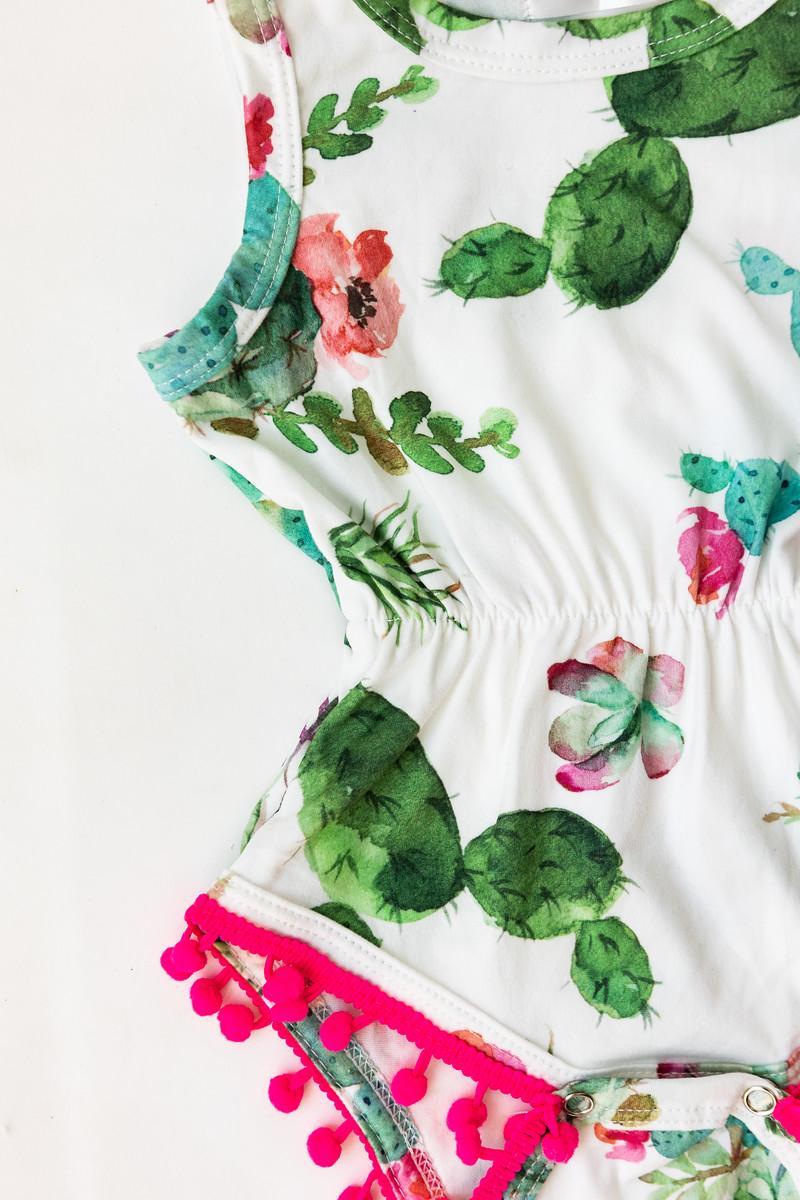 Cute Cactus Pom Pom Romper