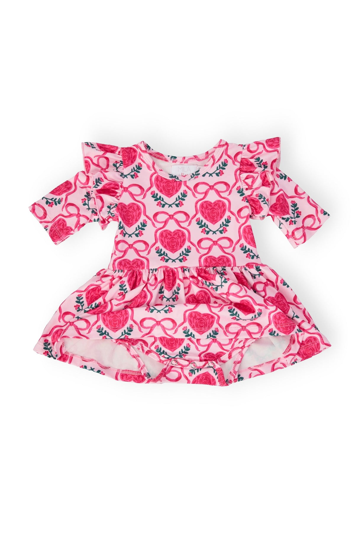 Fluttering Hearts 3/4 Sleeve Flutter Twirl Bodysuit