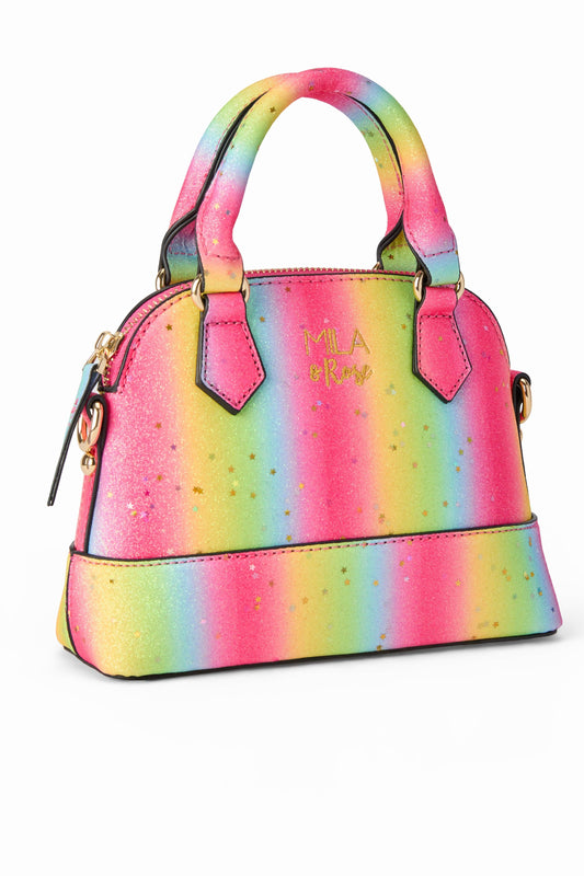 Neon Rainbow Glitter Girl's Crossbody Purse