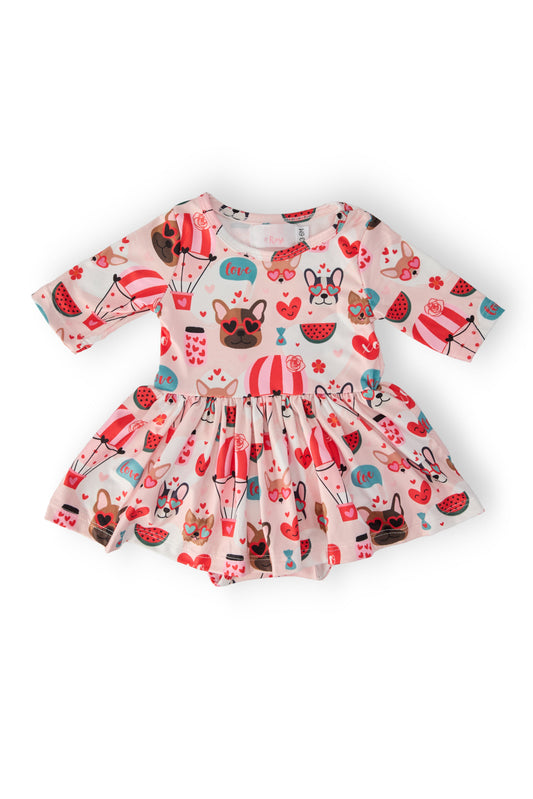 Puppy Love 3/4 Sleeve Twirl Bodysuit