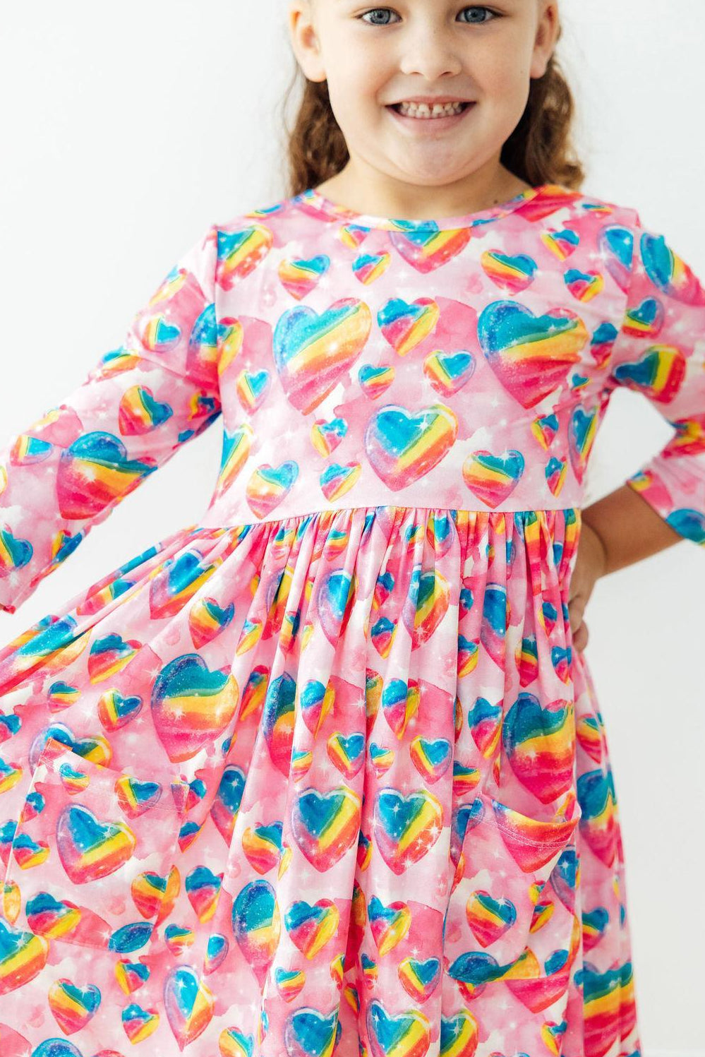 Sugar & Spice 3/4 Sleeve Pocket Twirl Dress