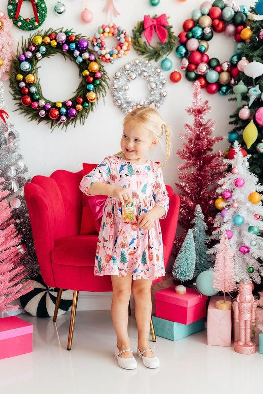 Sugarplum Fairy 3/4 Sleeve Pocket Twirl Dress