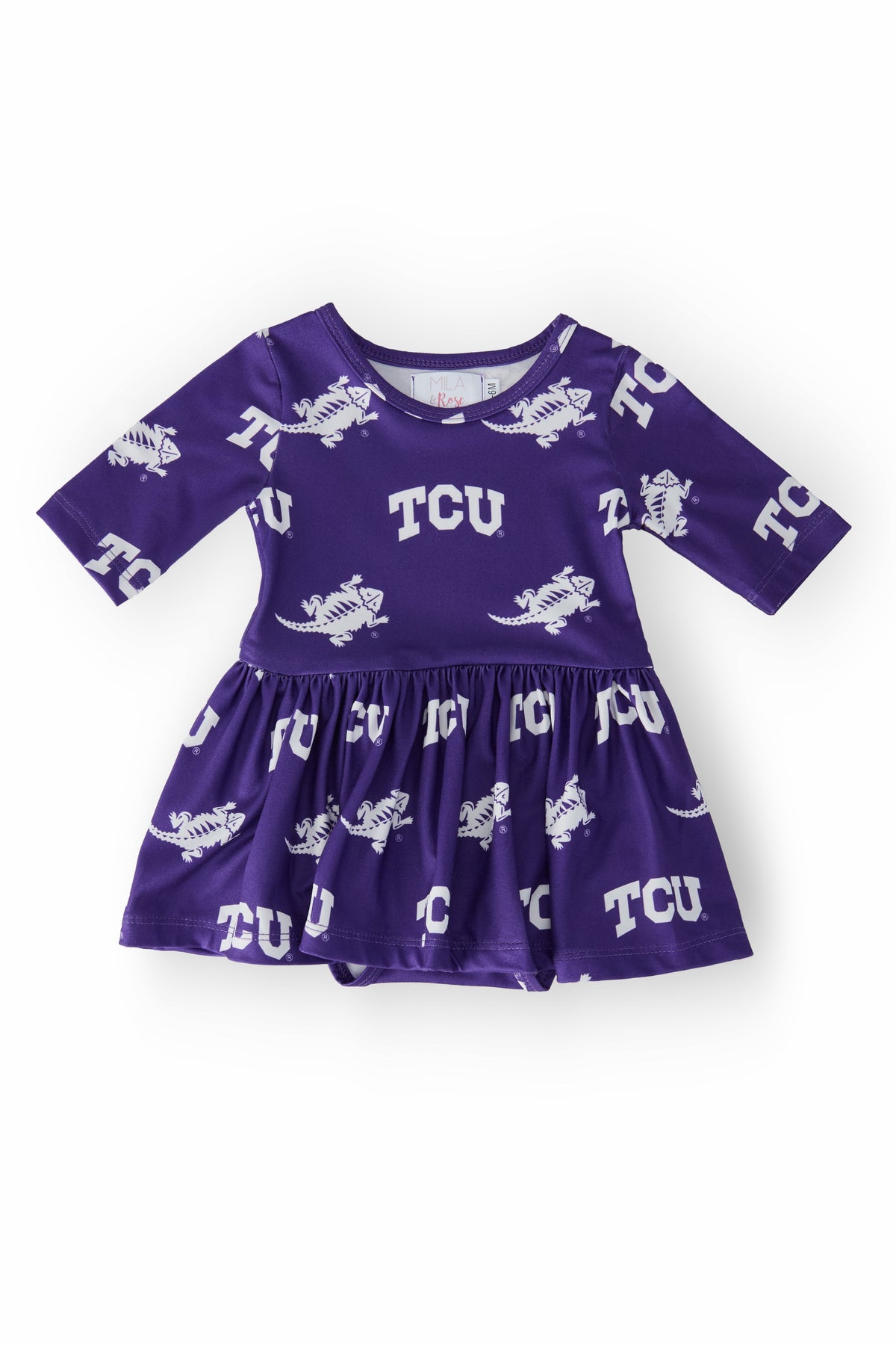 TCU Purple Frog 3/4 Sleeve Twirl Bodysuit