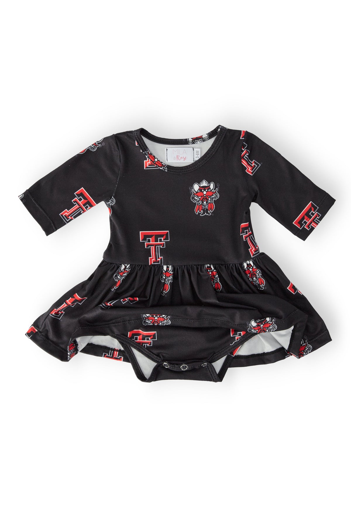 Texas Tech Black Raider Red 3/4 Sleeve Twirl Bodysuit