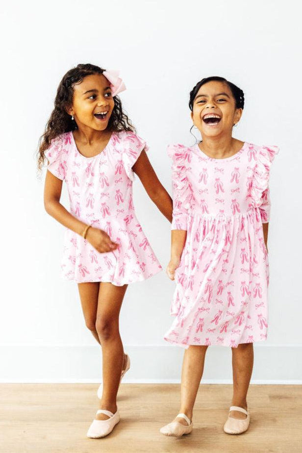 SALE Twirling en Pointe 3/4 Sleeve Ruffle Twirl Dress