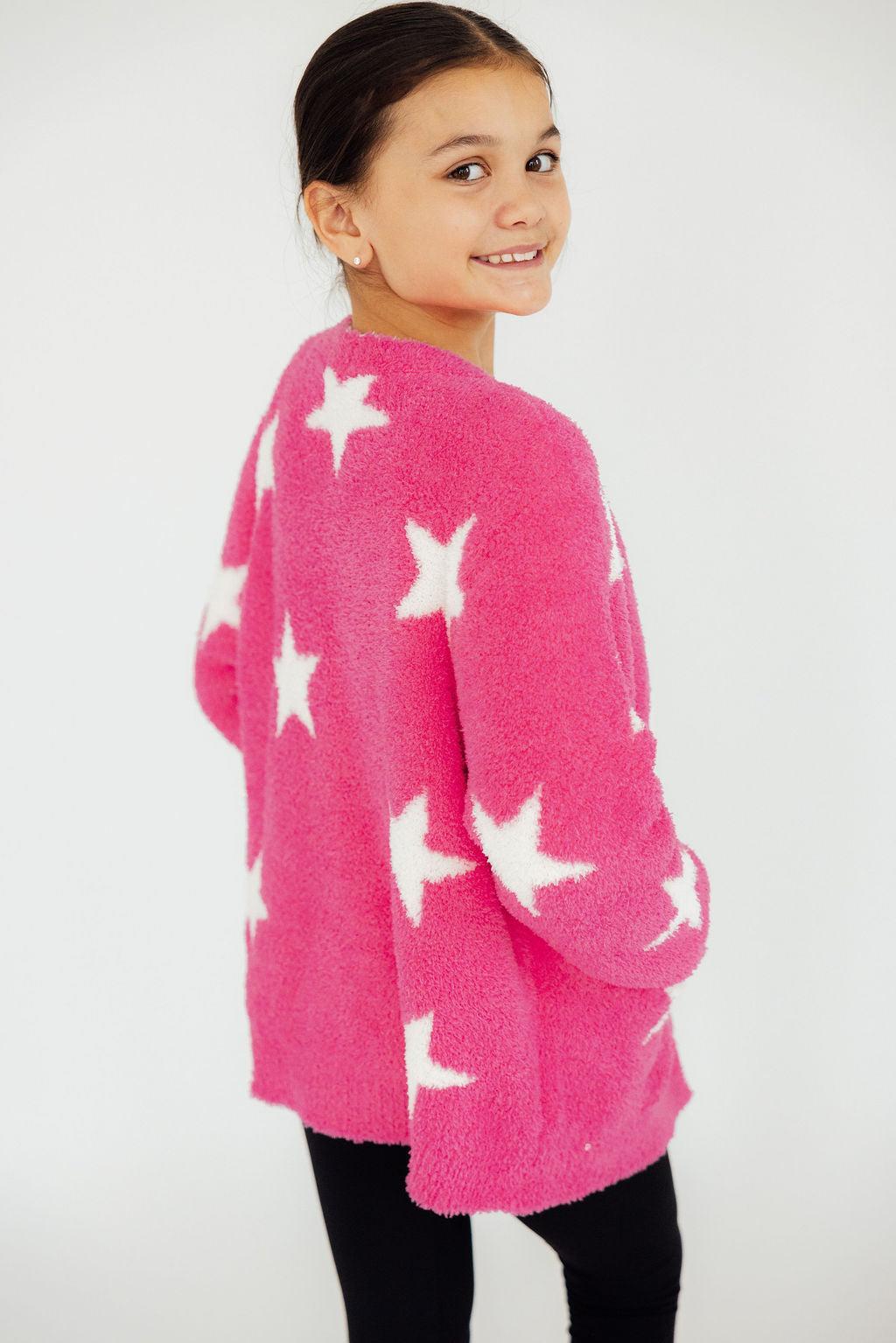 Bright Pink/Coconut Star Cozy Cardigan