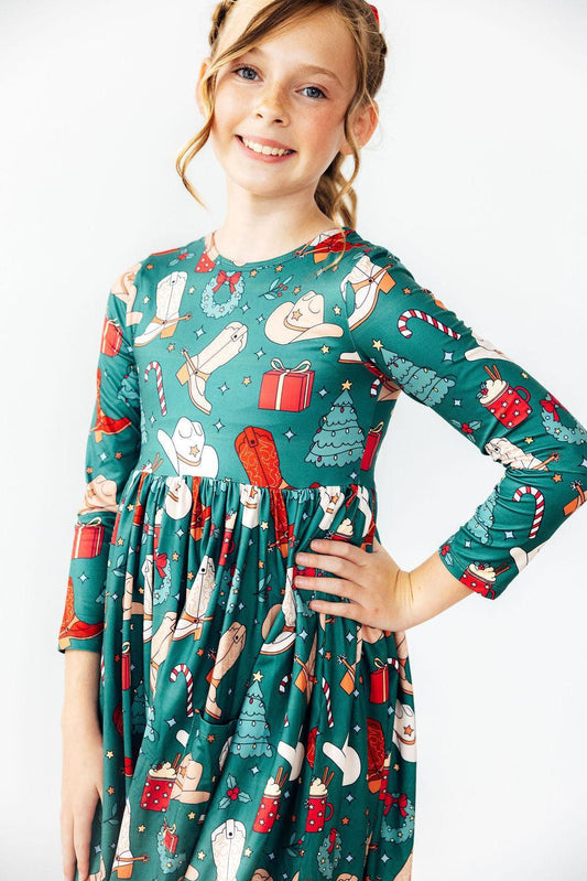 Western Wonderland L/S Pocket Twirl Dress