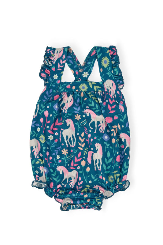 SALE Wish Upon a Unicorn Ruffle Cross Back Romper