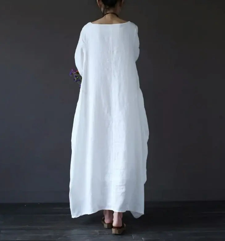 Cotton-Linen Casual Maxi Dress